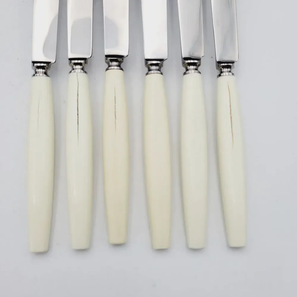 Set 6 Neiman Marcus SHEFFIELD Stainless Steak KNIVES Ivorine Handles England